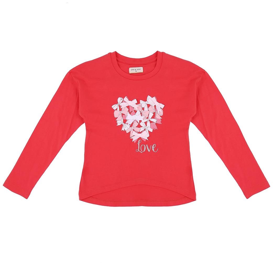 

Gini Jony Girl Cotton Self design T shirt - Pink