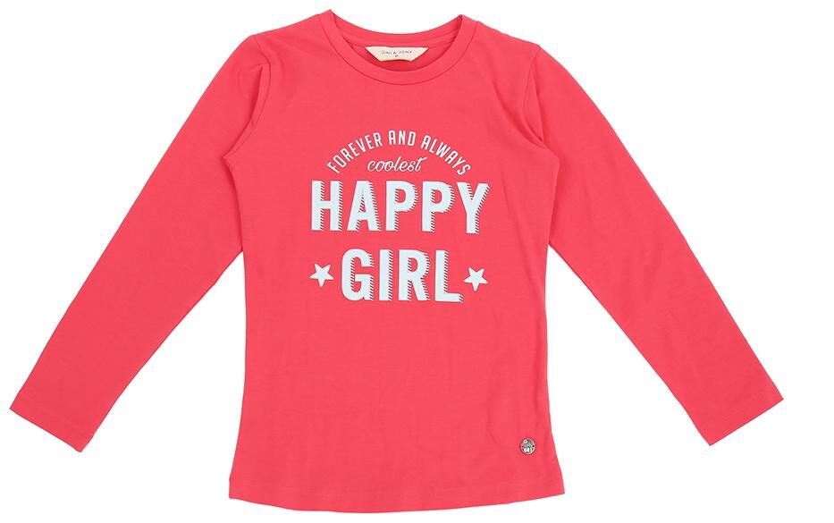 

Gini Jony Girl Cotton Self design T shirt - Pink