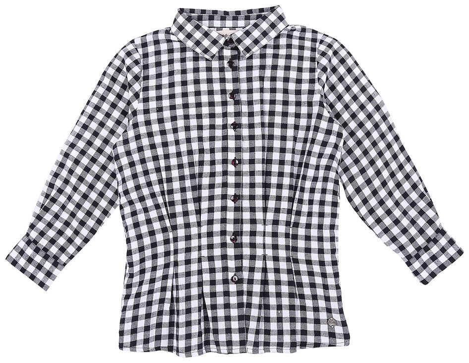 

Gini Jony Girl Viscose Checked T shirt - Black