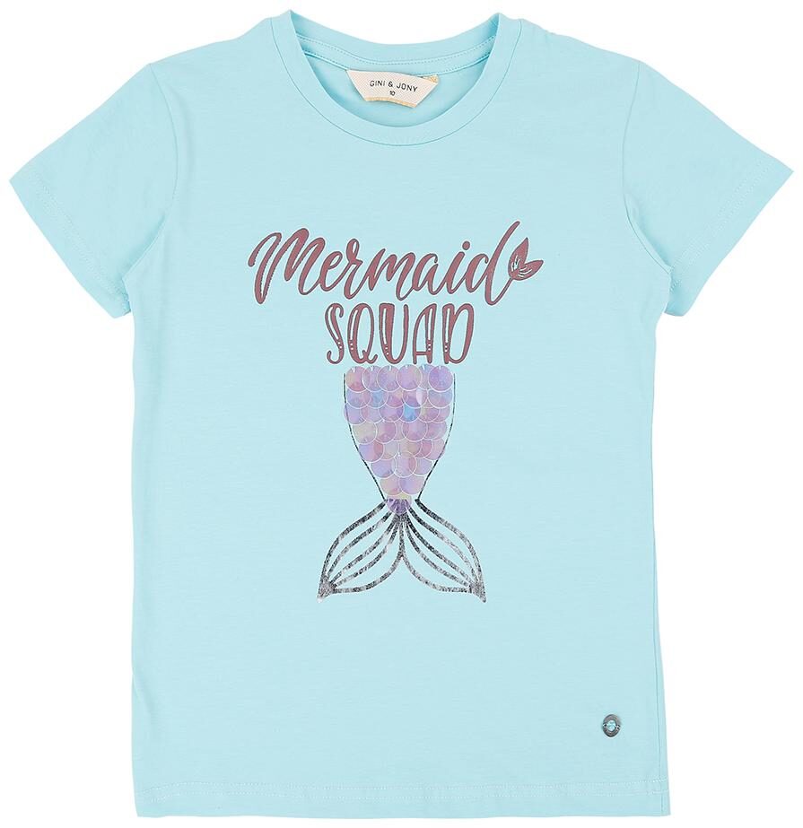 

Gini Jony Girl Cotton Printed T shirt - Blue