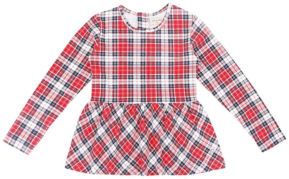 

Gini Jony Girl Cotton Self design T shirt - Red