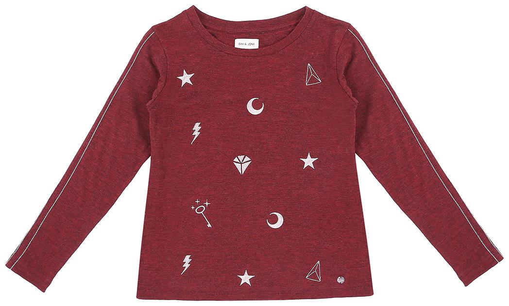

Gini Jony Girl Cotton Printed T shirt - Maroon