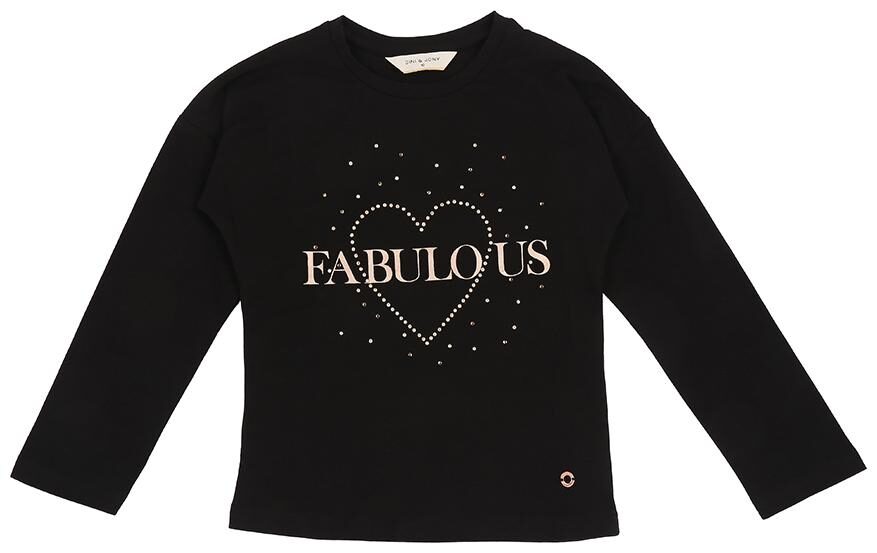 

Gini Jony Girl Cotton Printed T shirt - Black