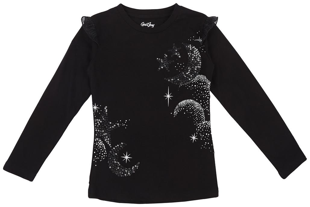

Gini Jony Girl Cotton Printed T shirt - Black