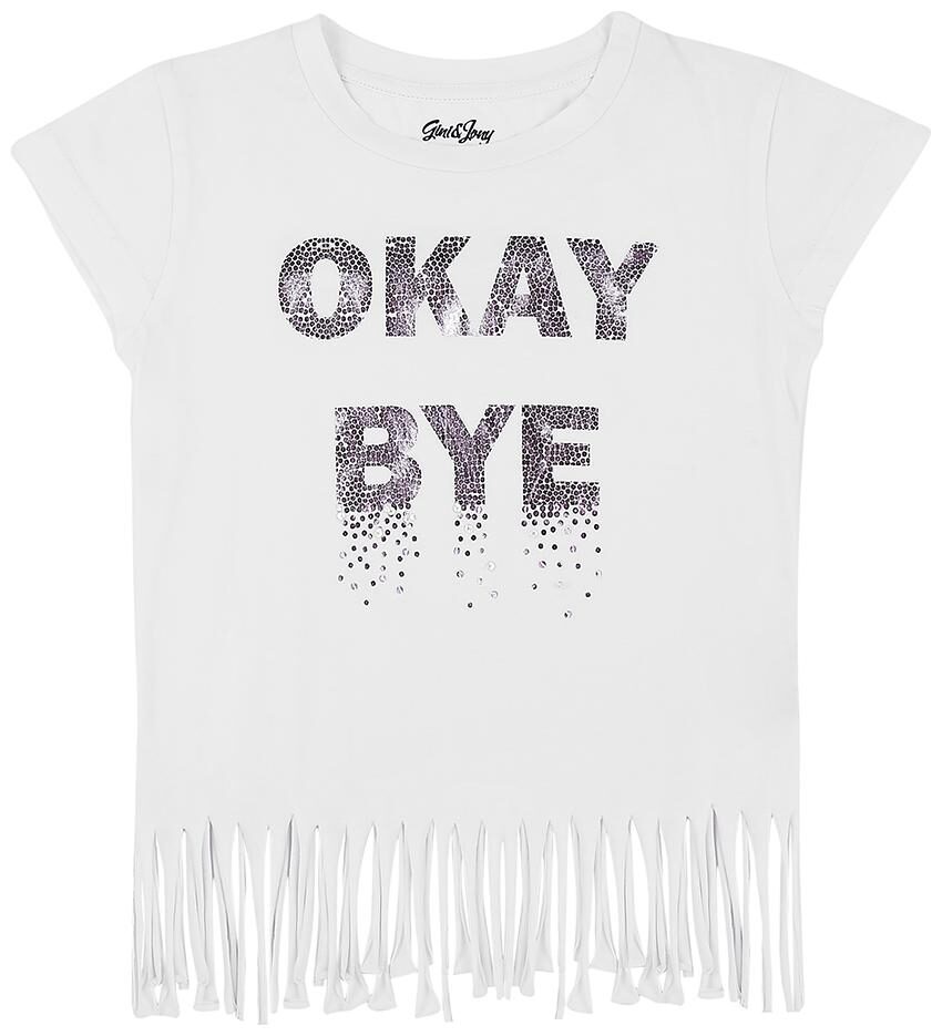 

Gini Jony Girl Cotton Printed T shirt - White