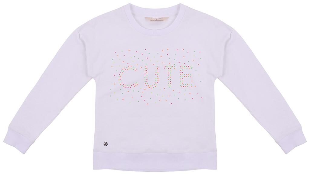 

Gini Jony Girl Cotton Self design T shirt - White