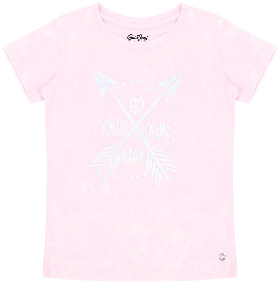 

Gini Jony Girl Cotton Printed T shirt - Pink