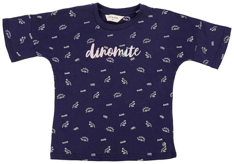 

Gini Jony Girl Cotton Printed T shirt - Blue