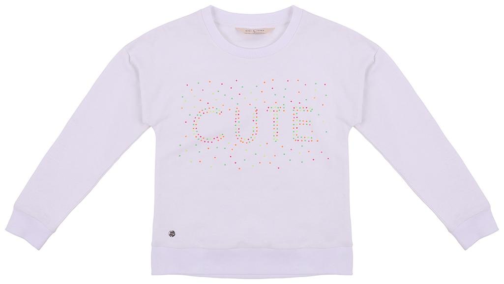 

Gini Jony Girl Cotton Self design T shirt - White