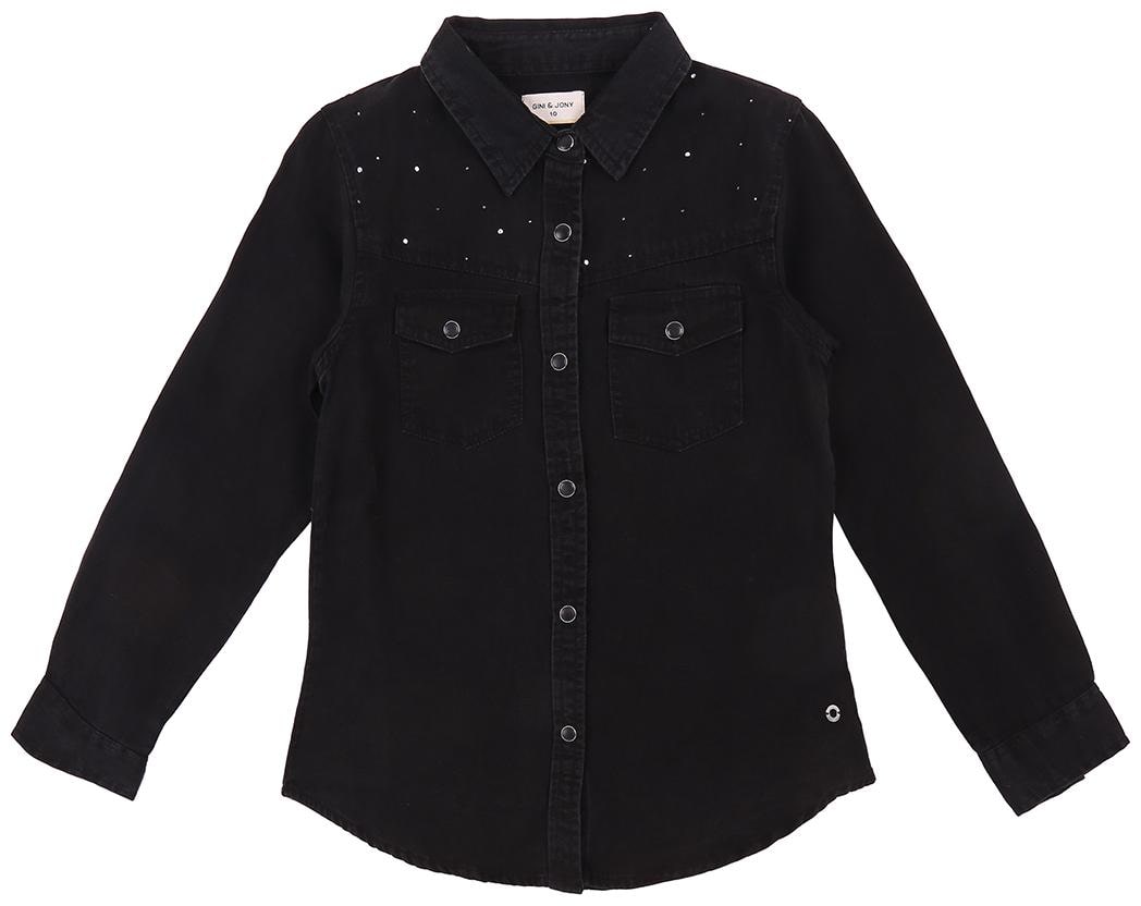 

Gini Jony Girl Cotton Solid T shirt - Black