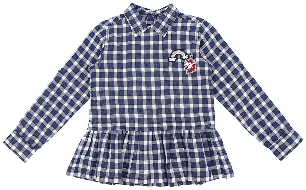 

Gini Jony Girl Cotton Checked T shirt - Blue