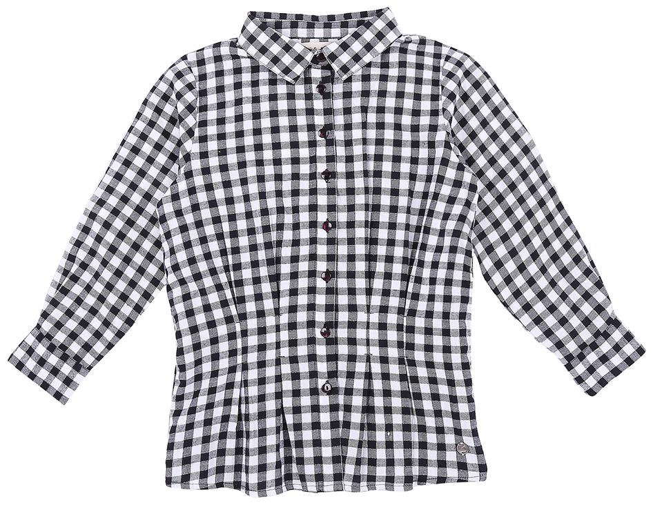 

Gini Jony Girl Viscose Checked T shirt - Black