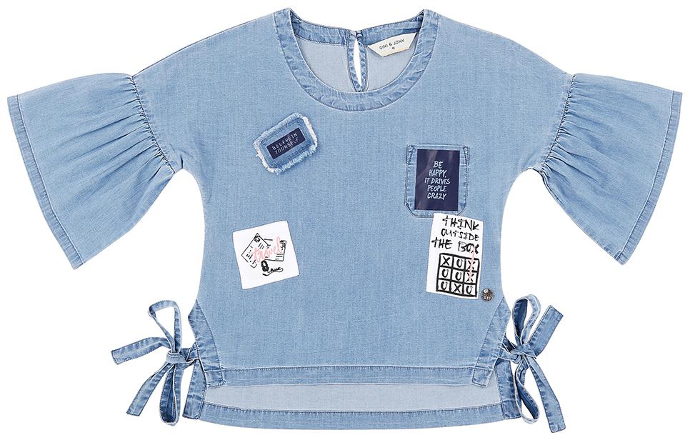 

Gini Jony Girl Cotton Solid T shirt - Blue