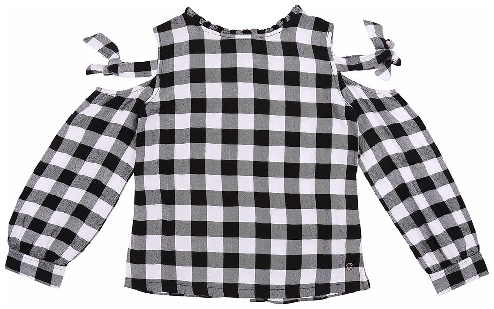

Gini Jony Girl Viscose Checked T shirt - Black