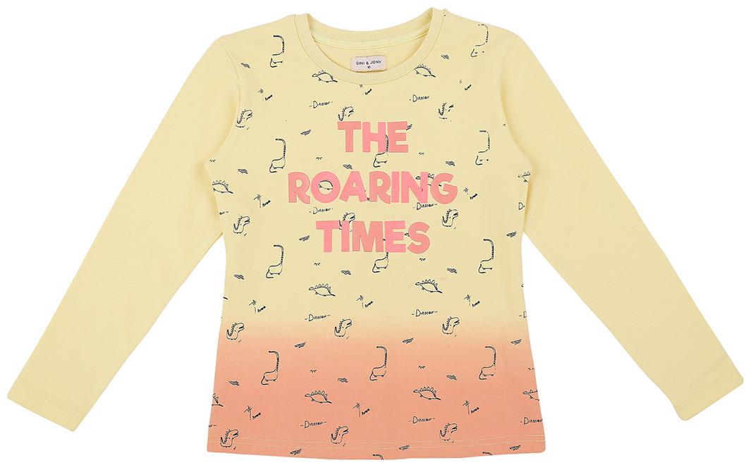 

Gini Jony Girl Cotton Printed T shirt - Yellow