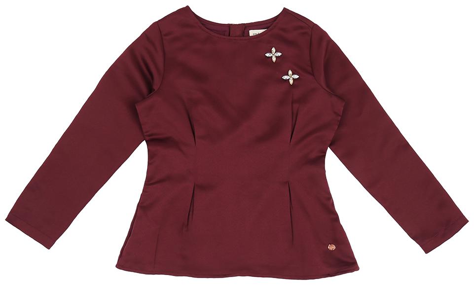 

Gini Jony Girl Polyester Solid T shirt - Maroon