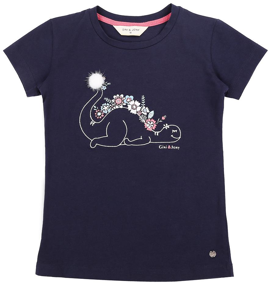 

Gini Jony Girl Cotton Printed T shirt - Blue