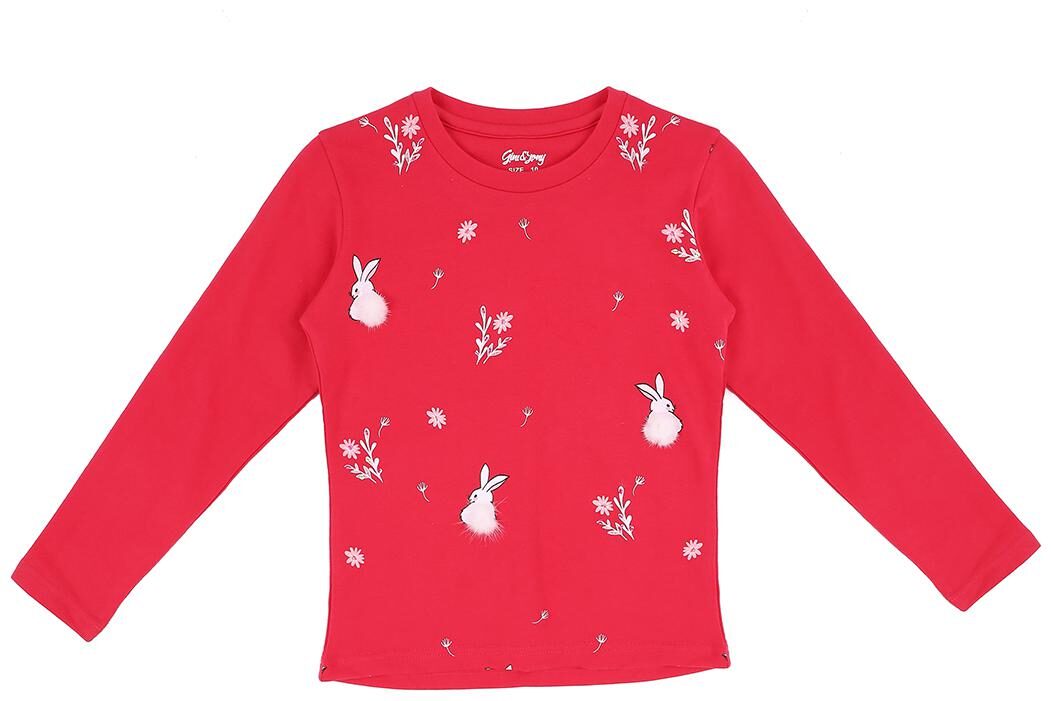

Gini Jony Girl Cotton Printed T shirt - Pink