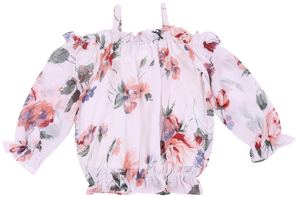 

Gini Jony Girl Polyester Floral T shirt - White