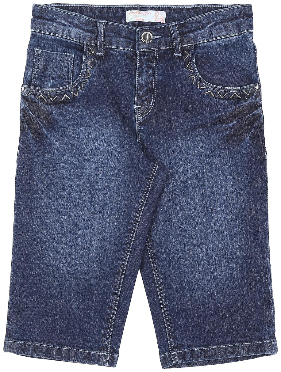 

Gini Jony Girl Cotton Solid Denim shorts - Blue
