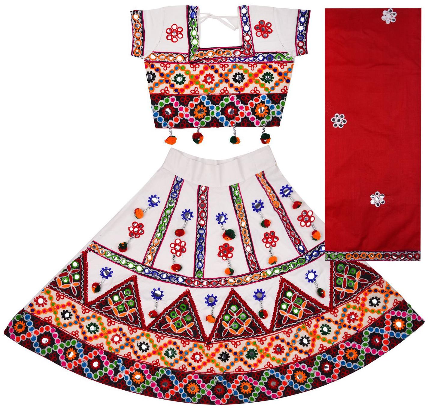 

Silver Kraft Girl s Cotton Embellished Sleeveless Lehenga choli - White