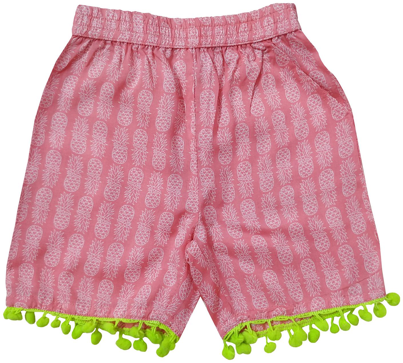 

KiddoPanti Girl Cotton blend Printed Regular shorts - Pink