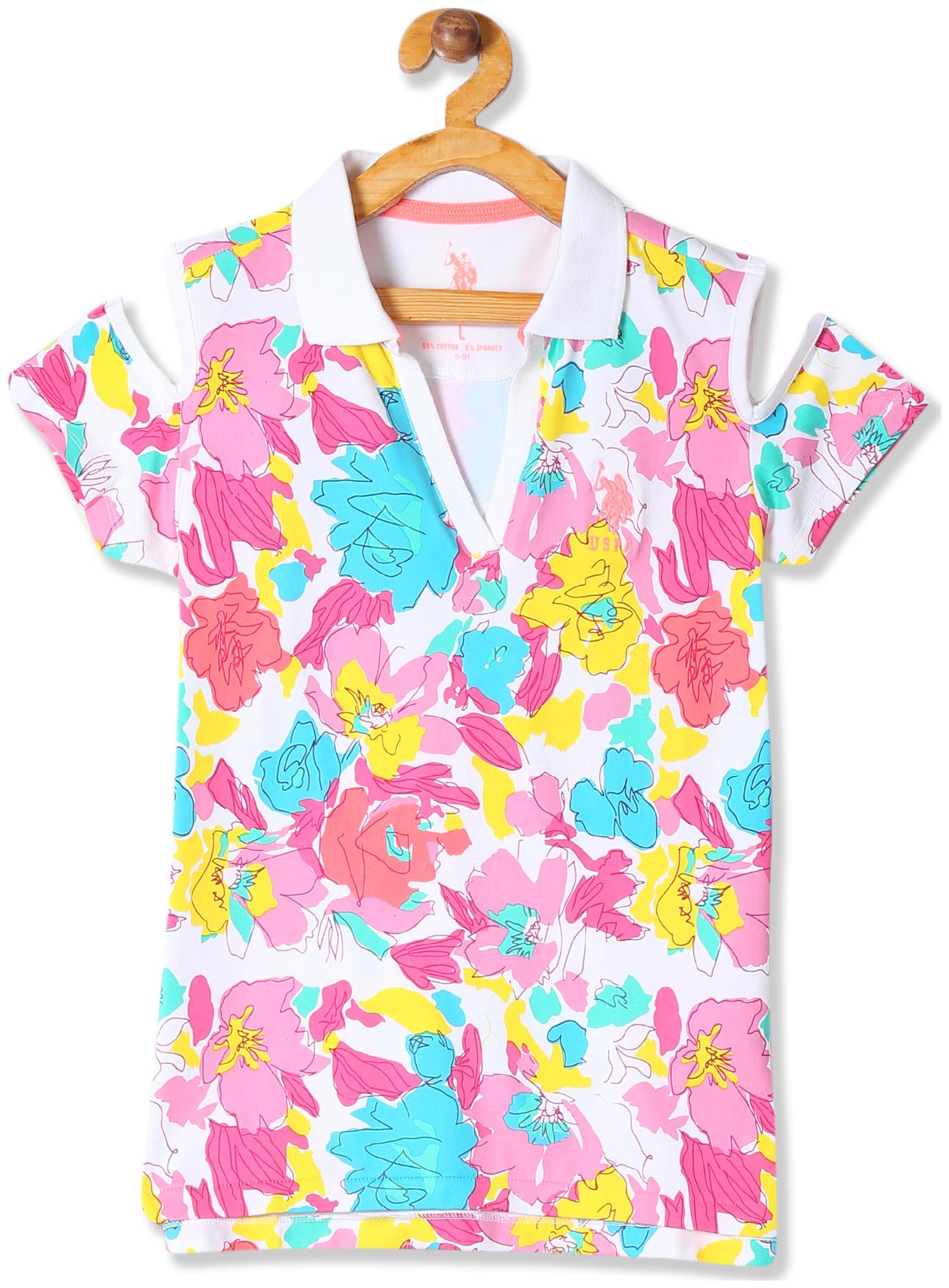 

U S Polo Assn Girl Cotton blend Printed T shirt - Multi
