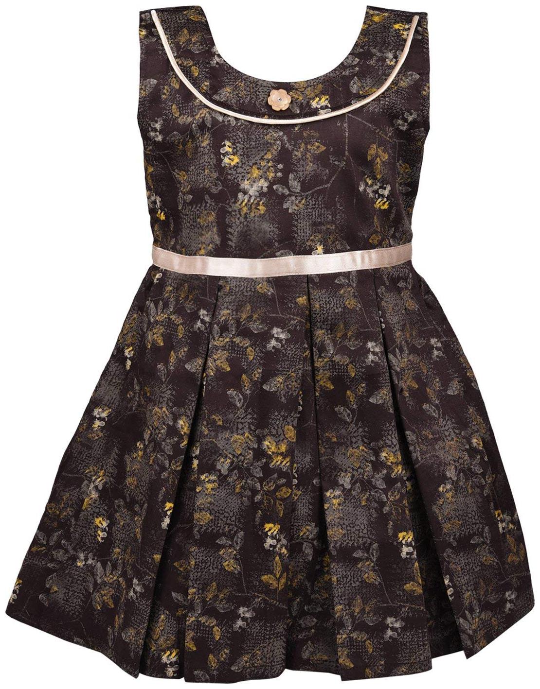 

Silver Kraft Brown Cotton Sleeveless Knee Length Princess Frock ( Pack of 1 )