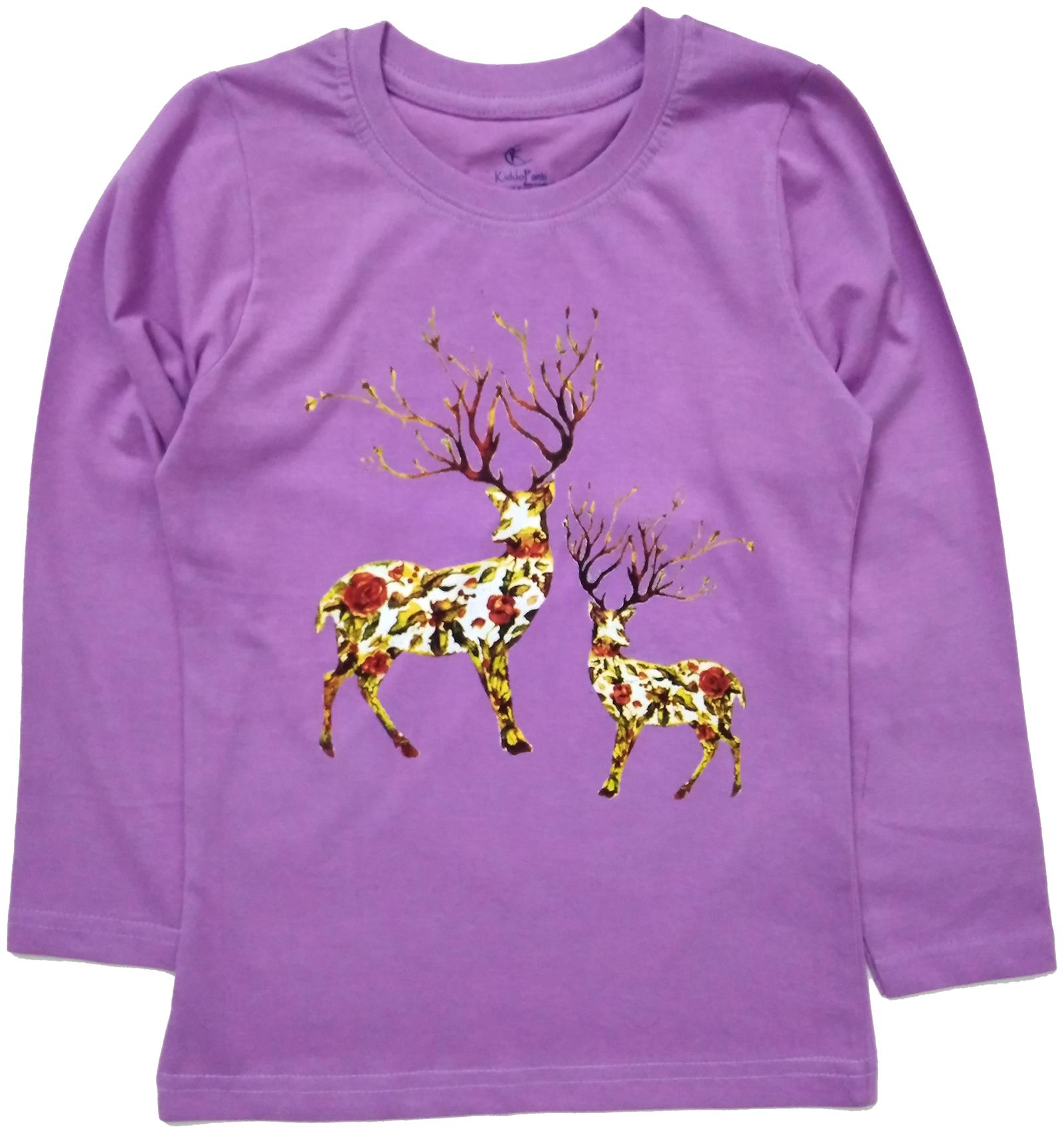 

KiddoPanti Girl Cotton Printed T shirt - Purple