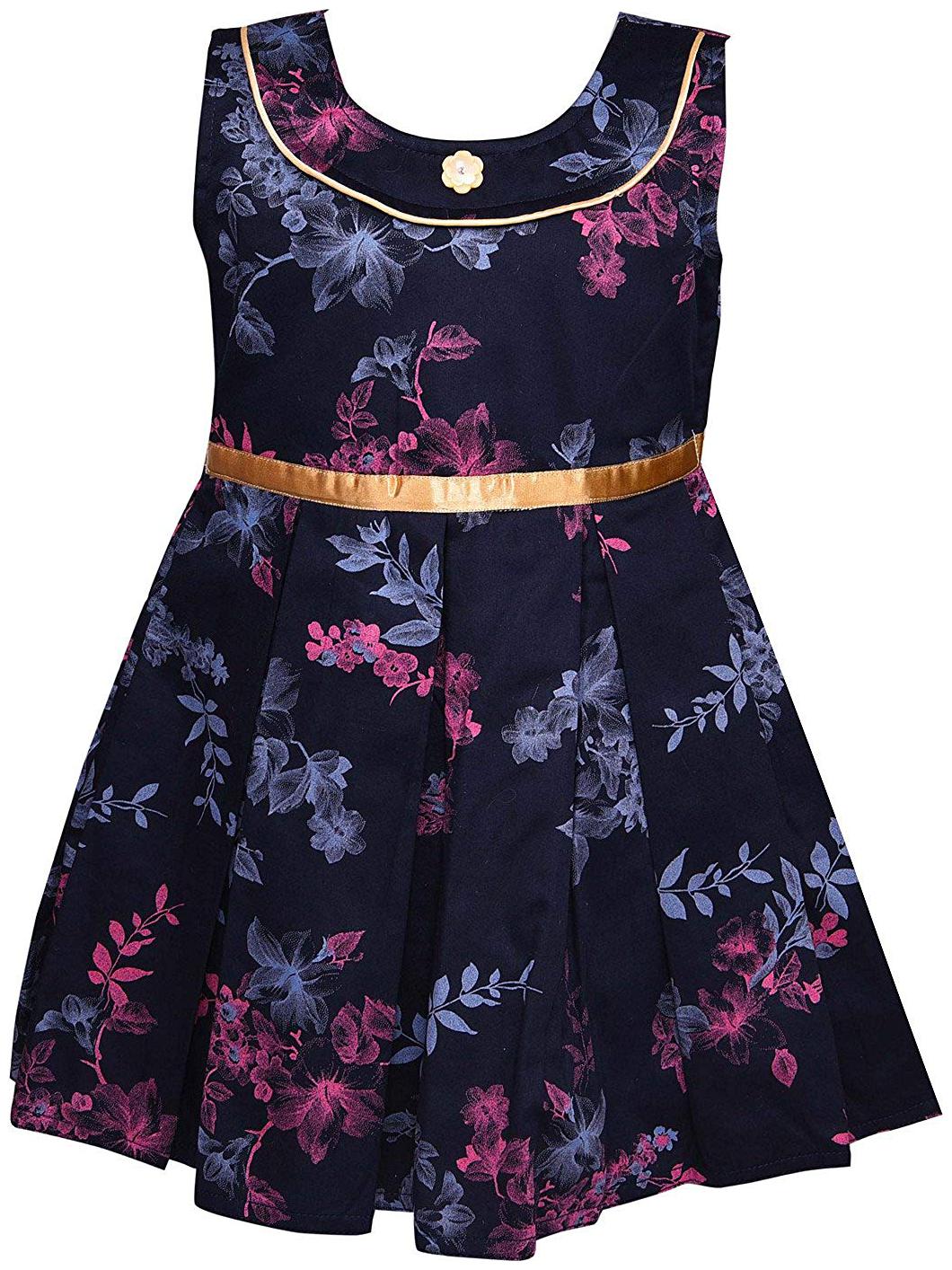 

Silver Kraft Blue Cotton Sleeveless Knee Length Princess Frock ( Pack of 1 )