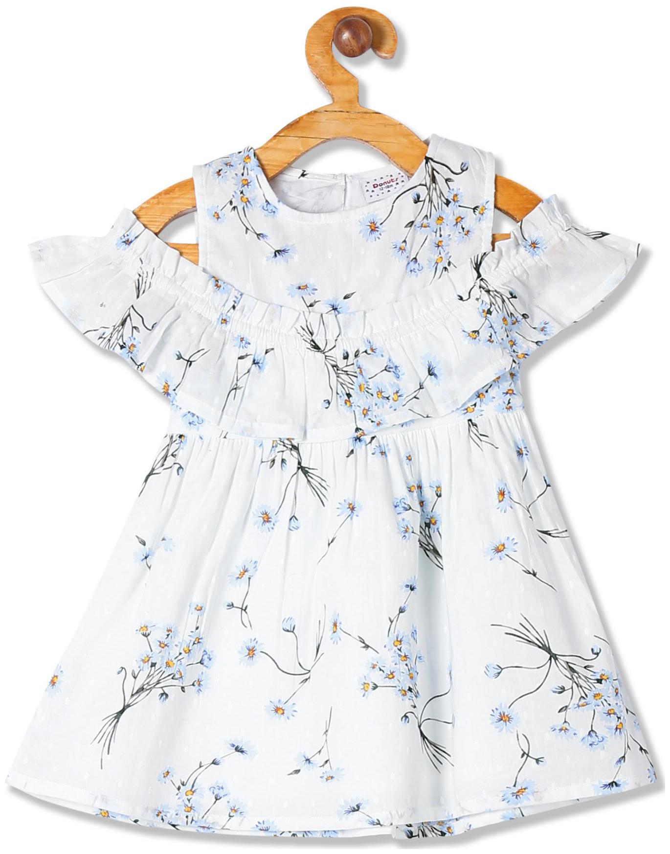 

Girls Floral Print Cold Shoulder Dress