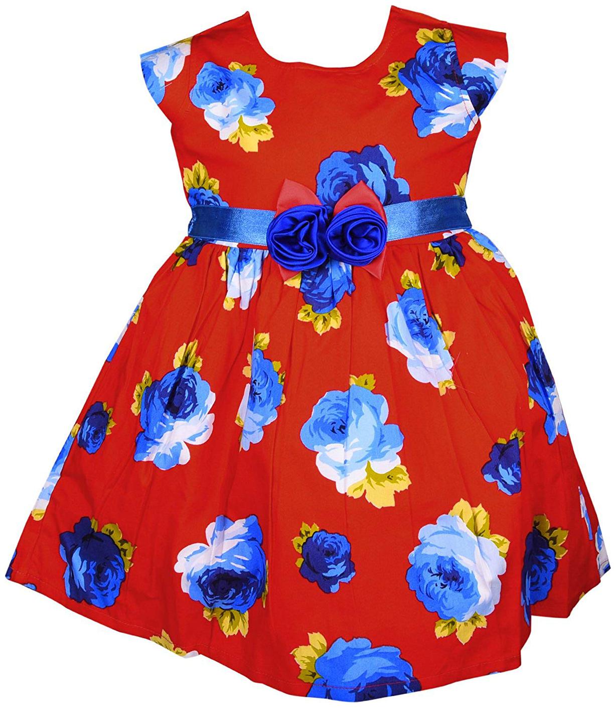 

Silver Kraft Blue Cotton Sleeveless Knee Length Princess Frock ( Pack of 1 )