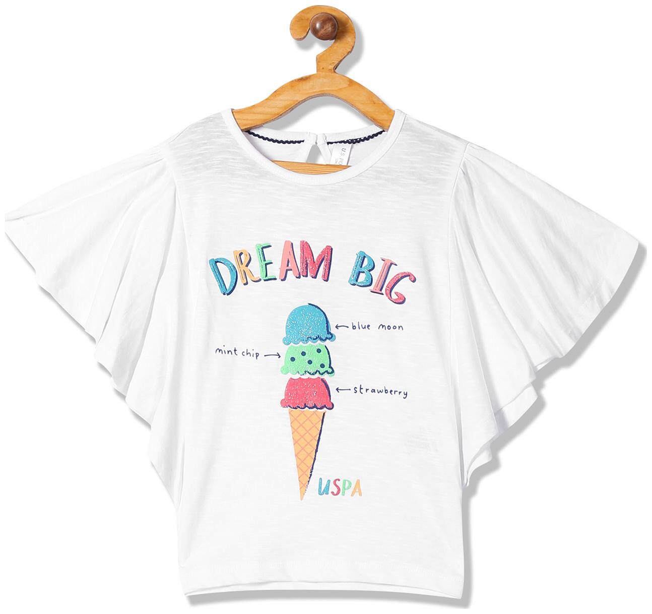 

U S Polo Assn Girl Cotton Printed Top - White