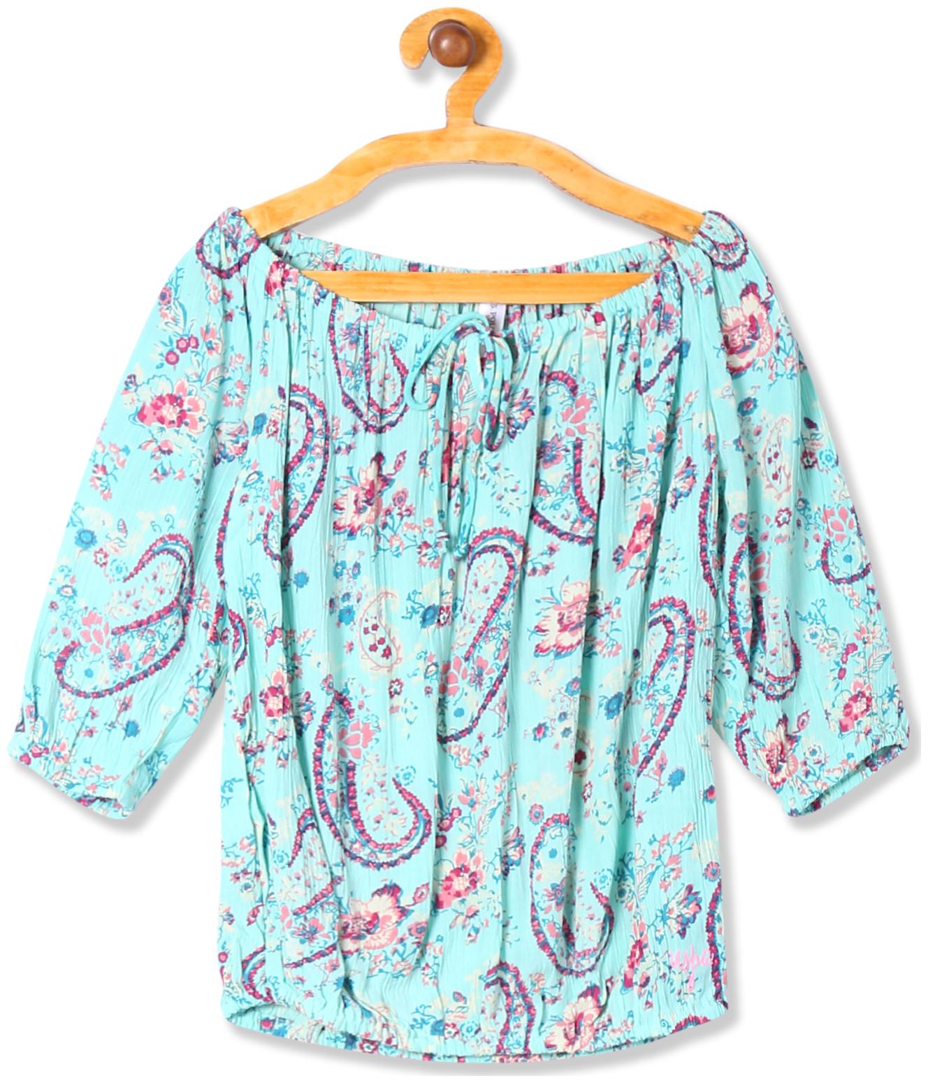 

U S Polo Assn Girl Rayon Printed Top - Blue