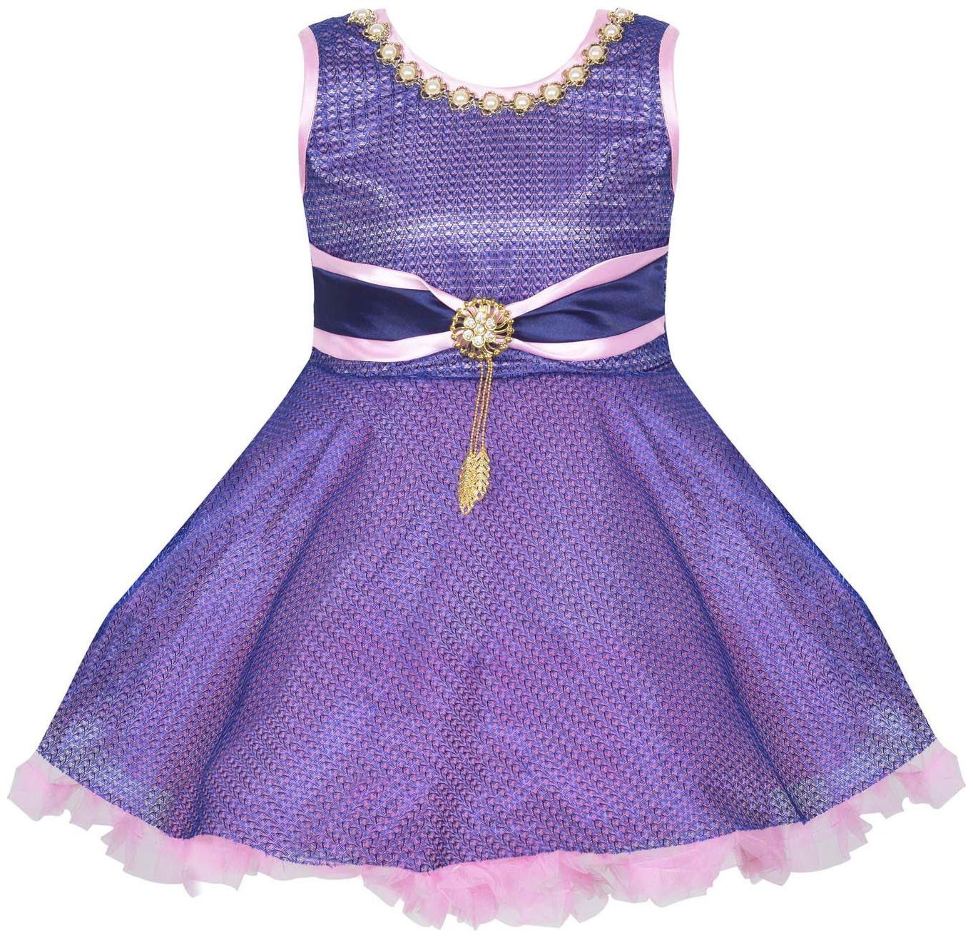 

Silver Kraft Purple Net Sleeveless Knee Length Princess Frock ( Pack of 1 )