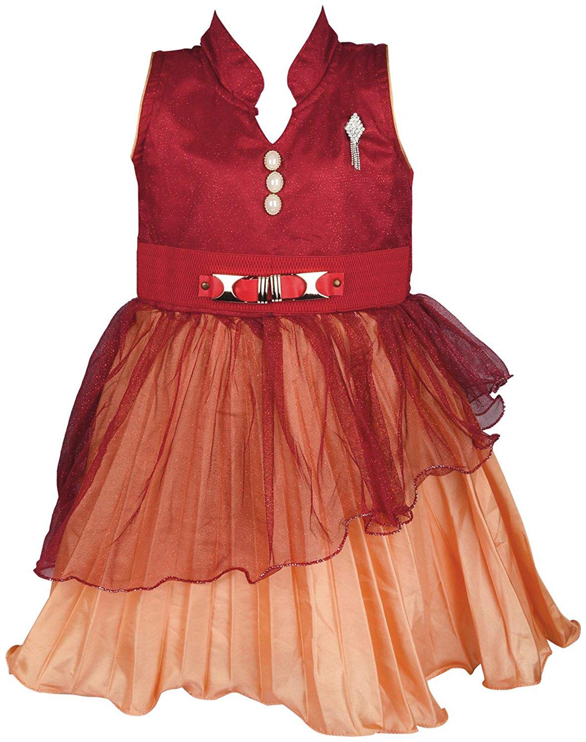 

Silver Kraft Red Net Sleeveless Knee Length Princess Frock ( Pack of 1 )