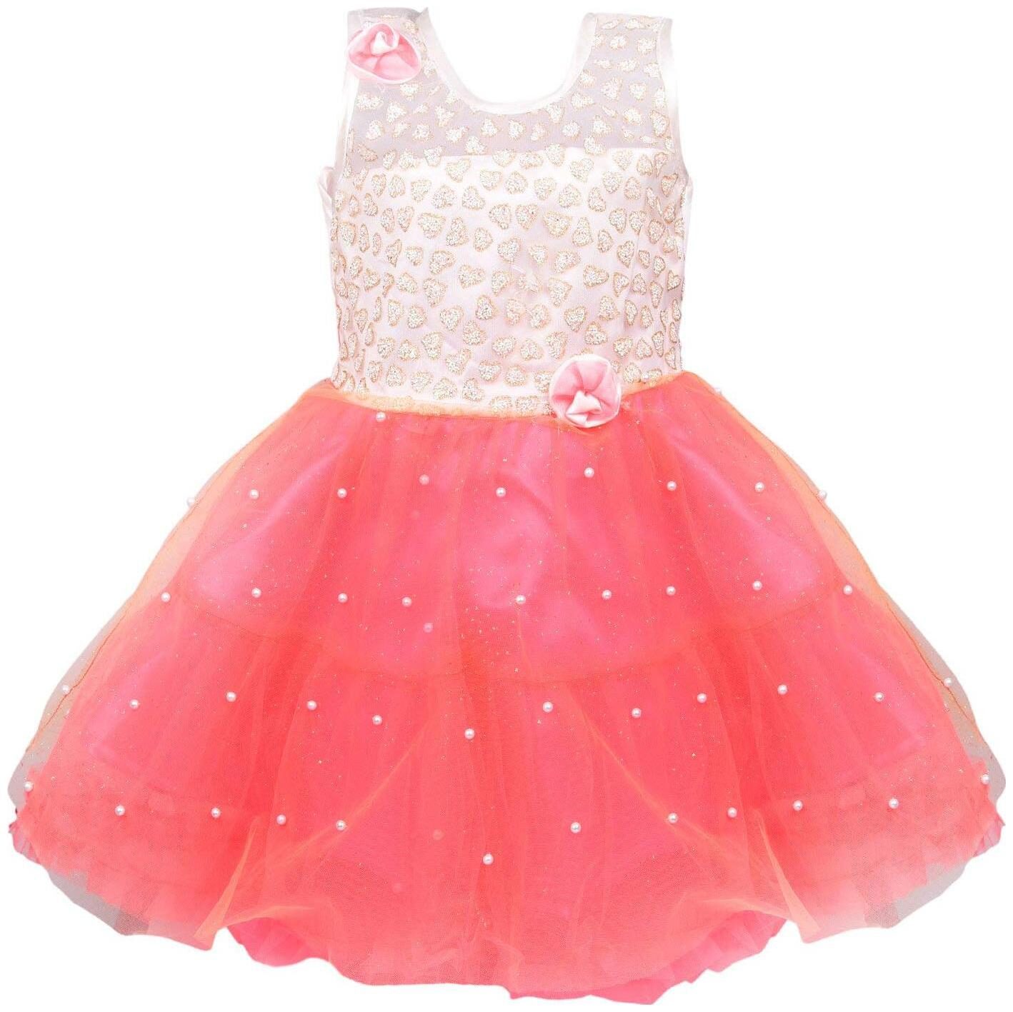 

Silver Kraft Red Net Sleeveless Knee Length Princess Frock ( Pack of 1 )