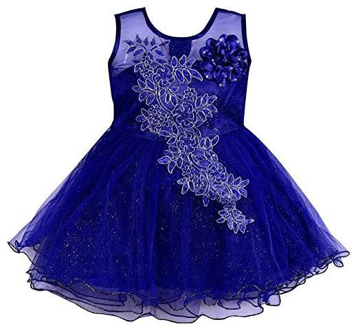 

Silver Kraft Blue Net Sleeveless Knee Length Princess Frock ( Pack of 1 )