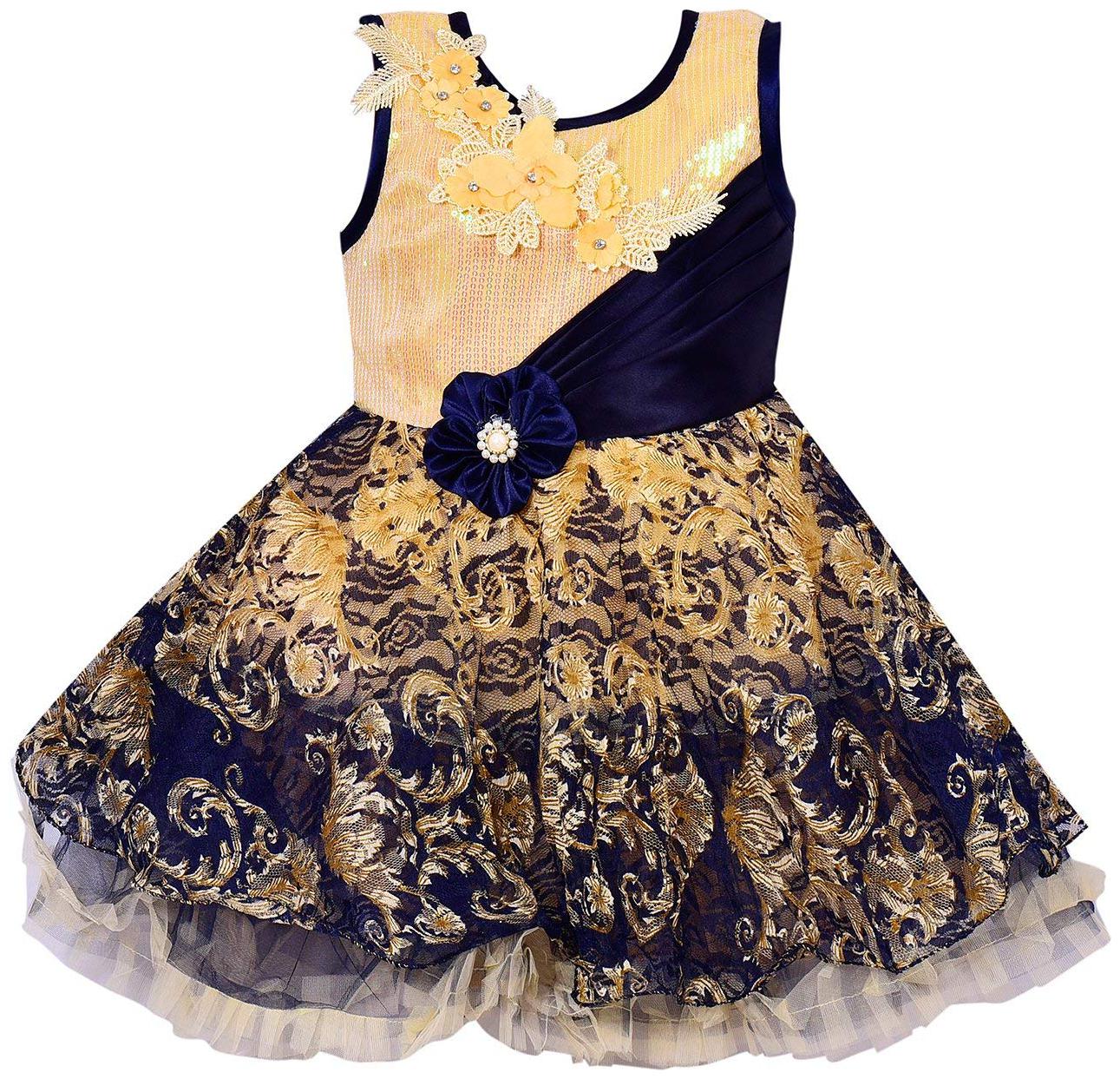 

Silver Kraft Blue Net Sleeveless Knee Length Princess Frock ( Pack of 1 )