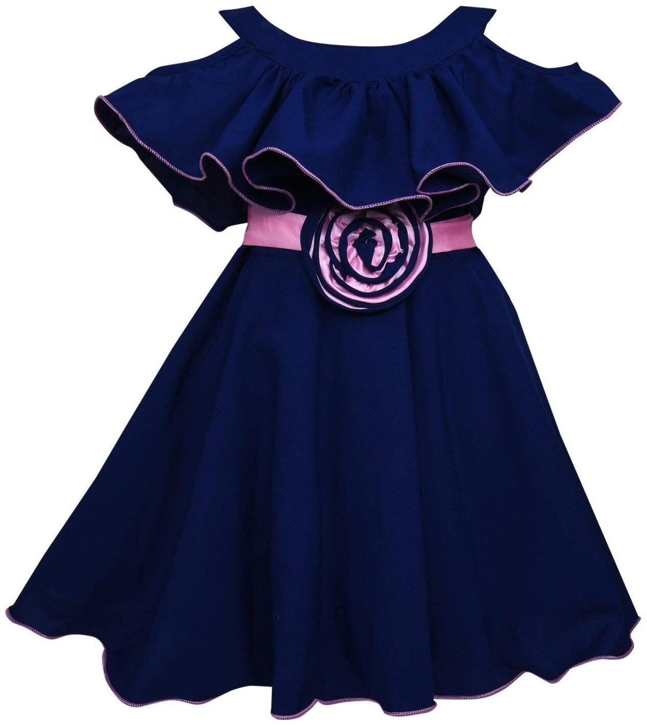 

Silver Kraft Blue Nylon Sleeveless Knee Length Princess Frock ( Pack of 1 )
