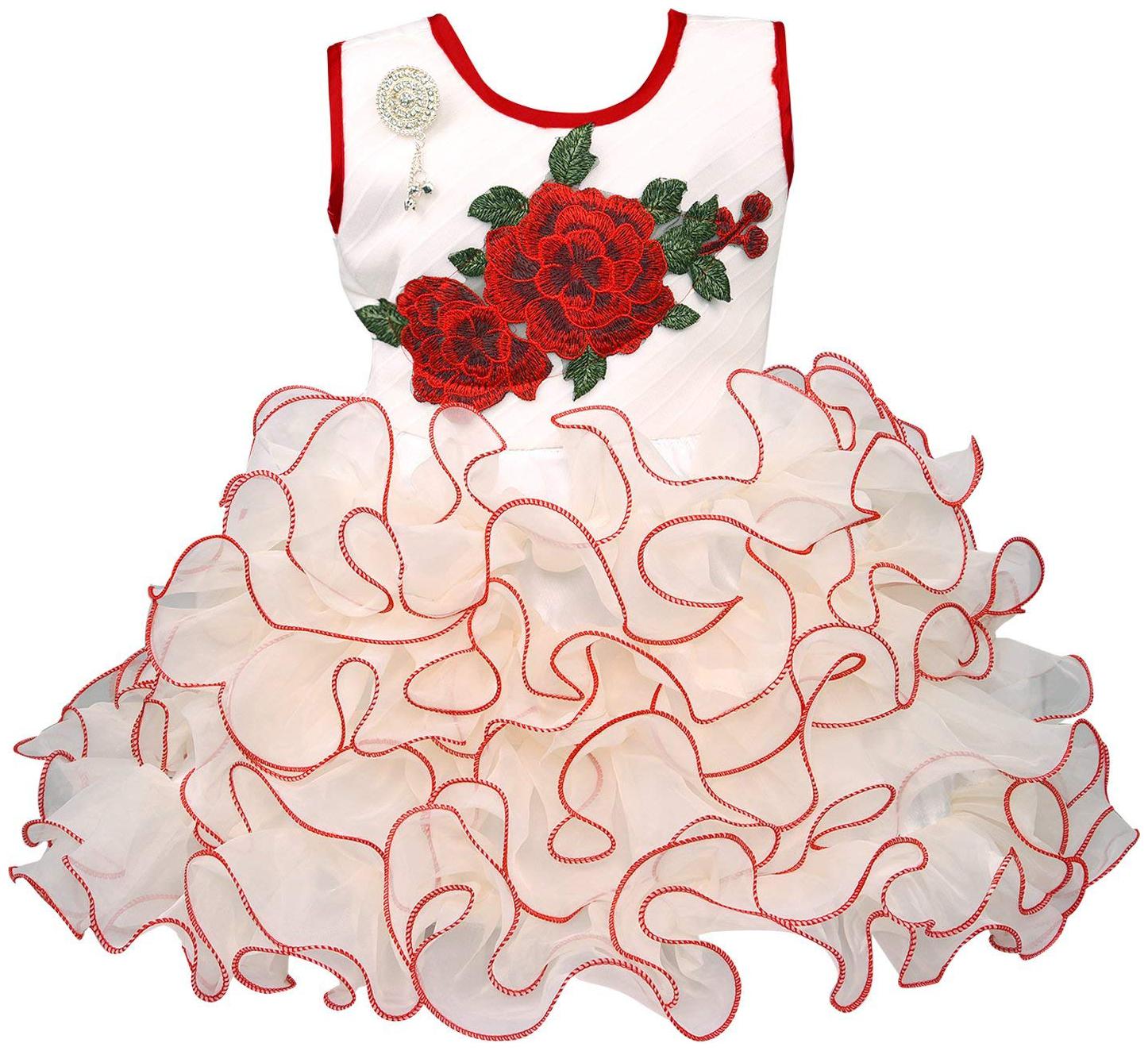 

Silver Kraft Red Net Sleeveless Knee Length Princess Frock ( Pack of 1 )