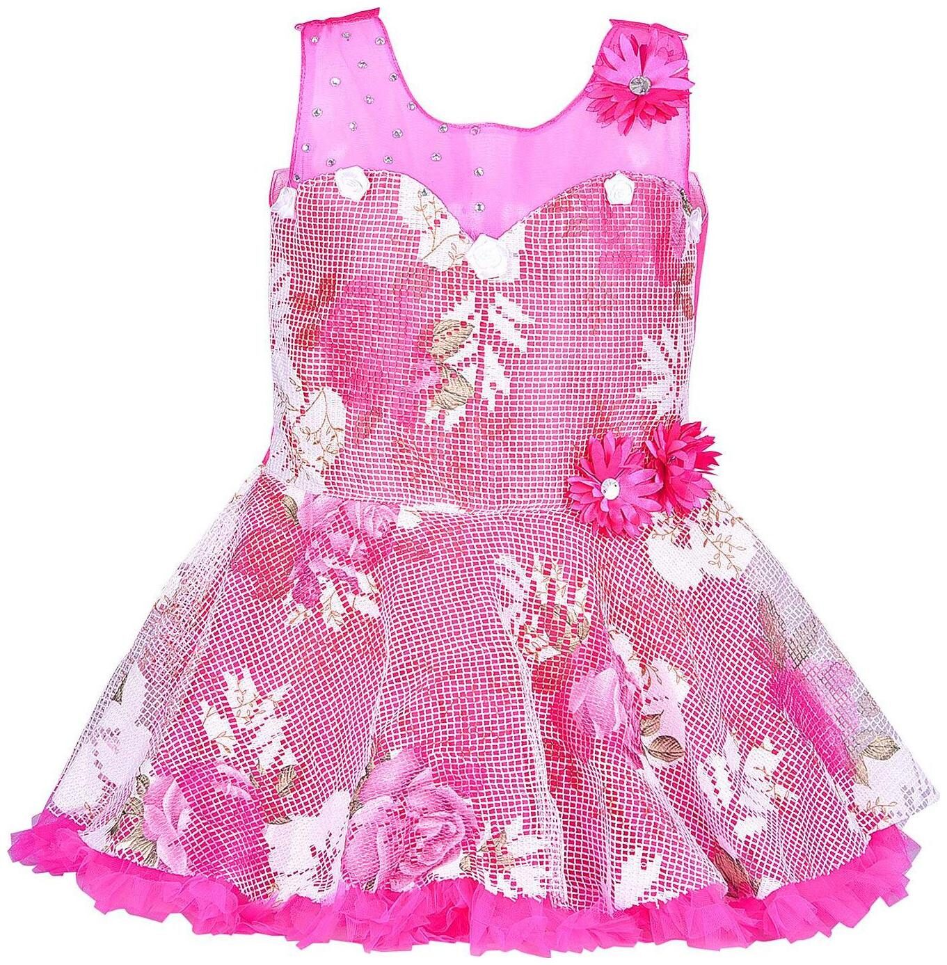

Silver Kraft Pink Net Sleeveless Knee Length Princess Frock ( Pack of 1 )