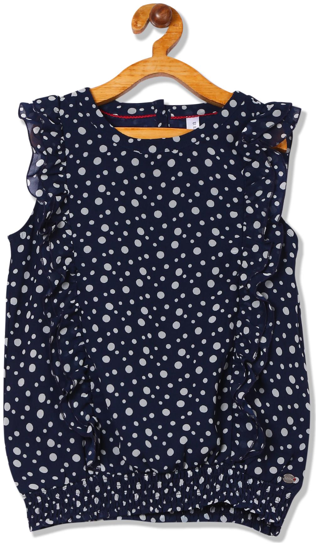 

U S Polo Assn Girl Polyester Printed Top - Blue