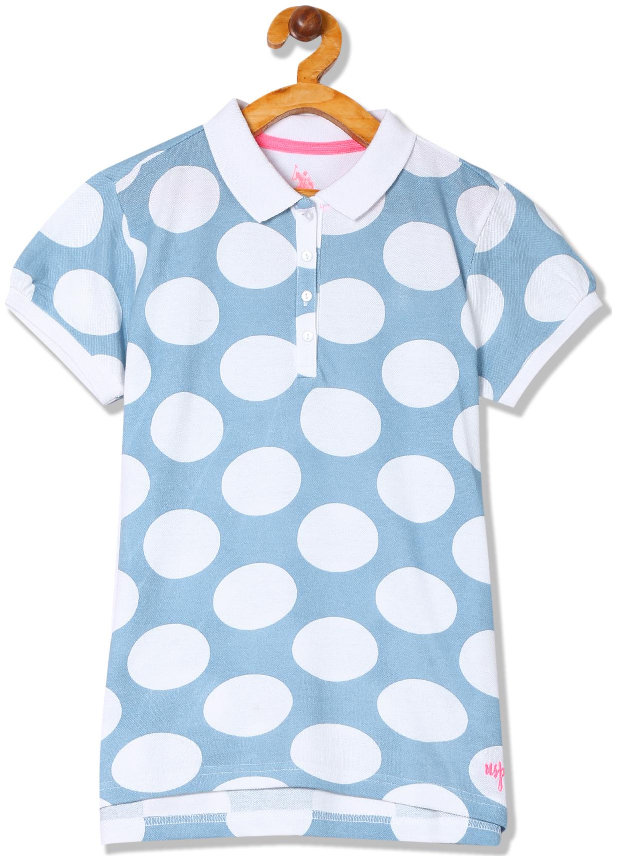 

U S Polo Assn Girl Cotton Printed T shirt - Blue