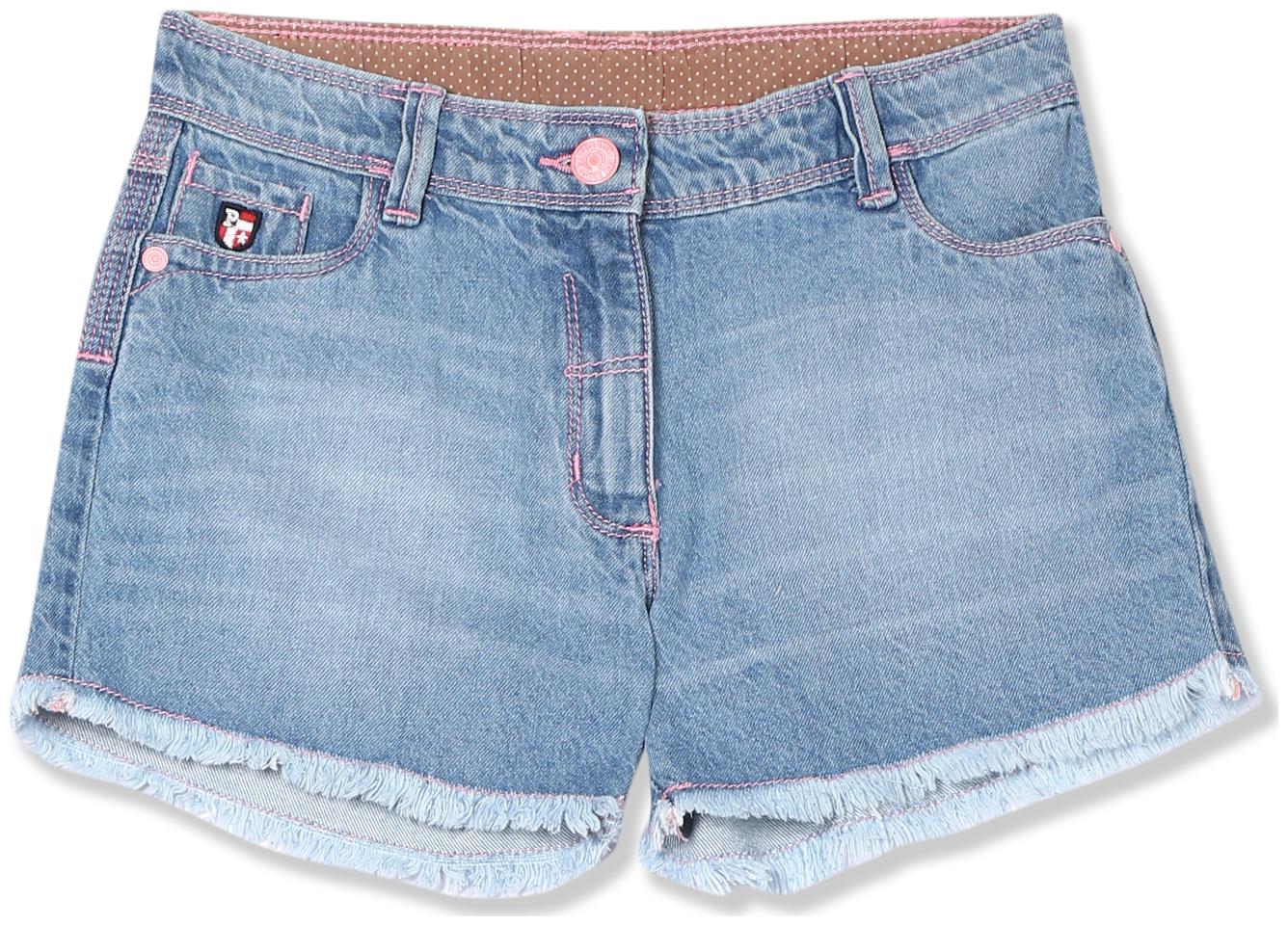 

U S Polo Assn Girl Cotton Acid wash Denim shorts - Blue