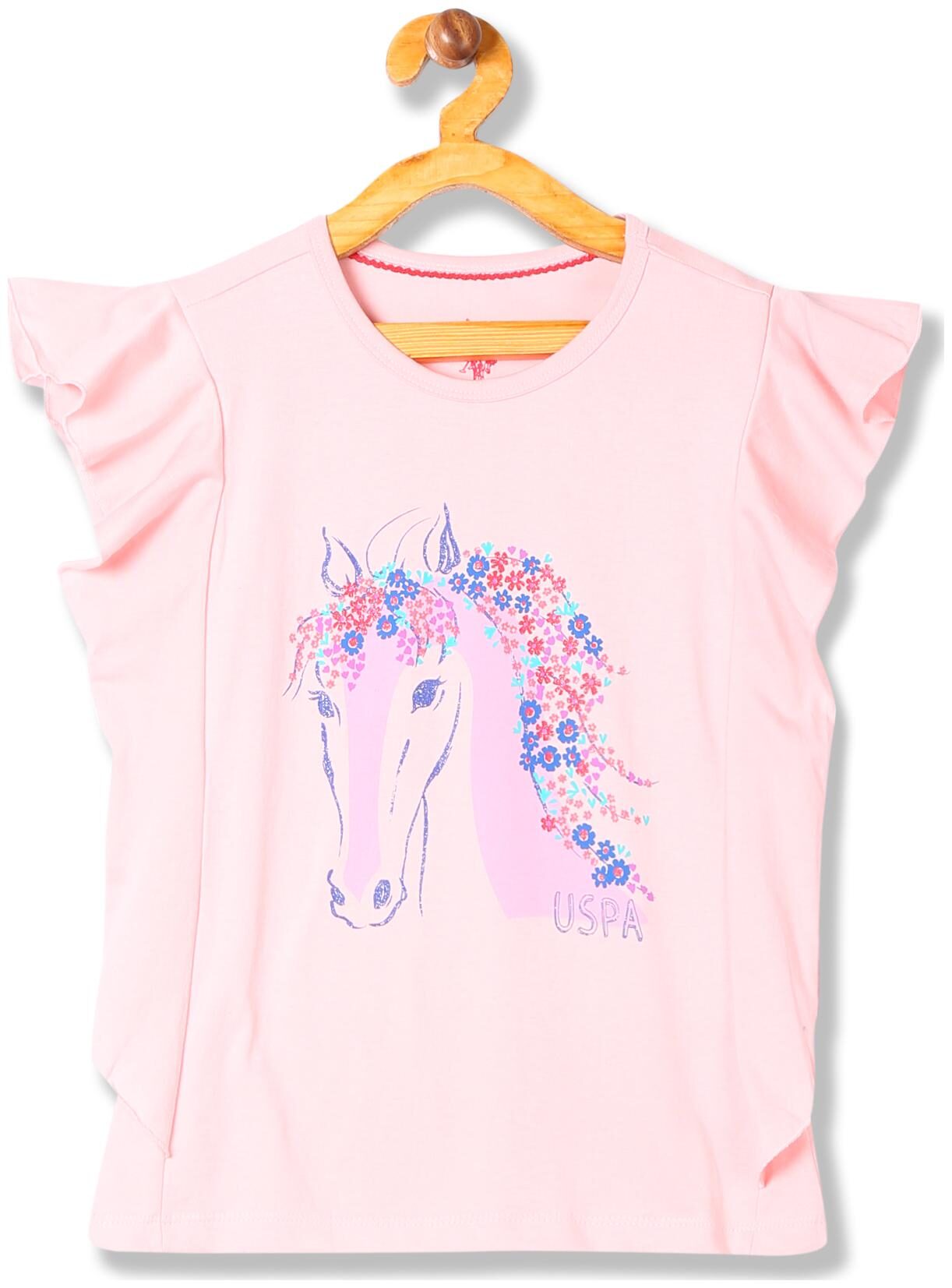 

U S Polo Assn Girl Cotton Printed Top - Pink