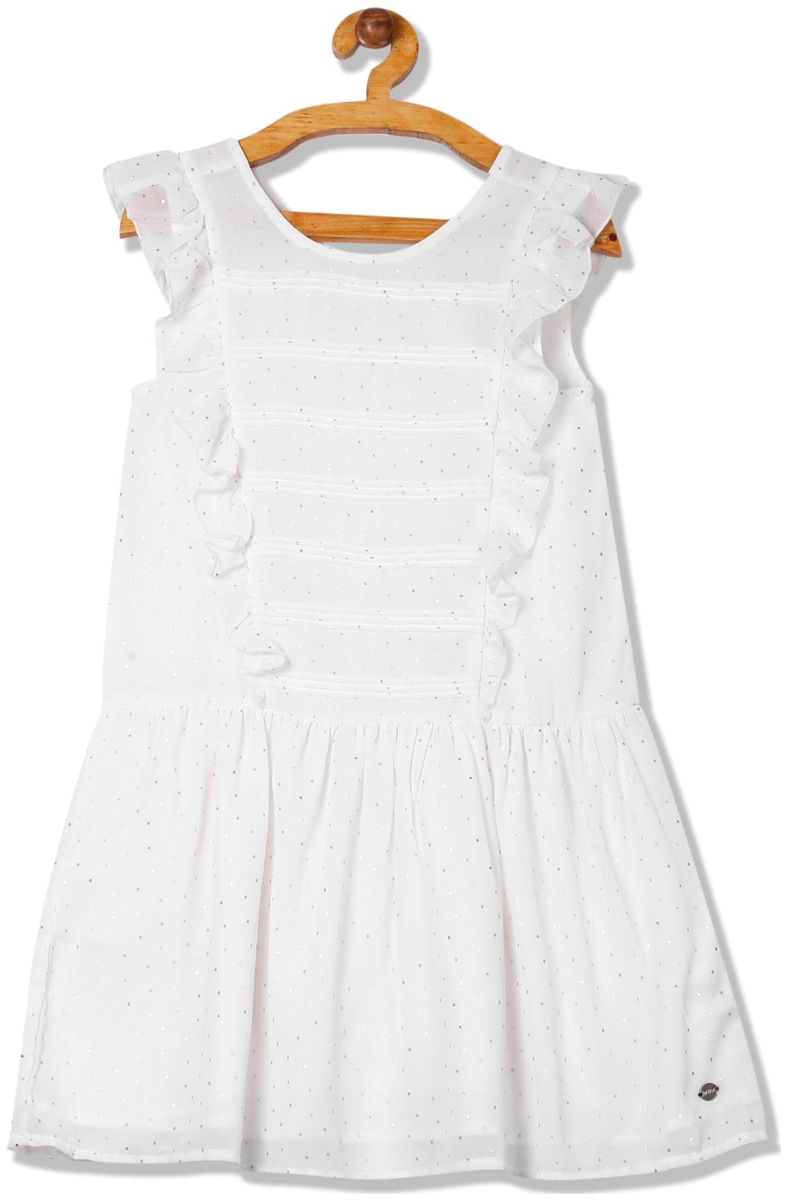 

U S Polo Assn White Polyester Sleeveless Knee Length Princess Frock ( Pack of 1 )