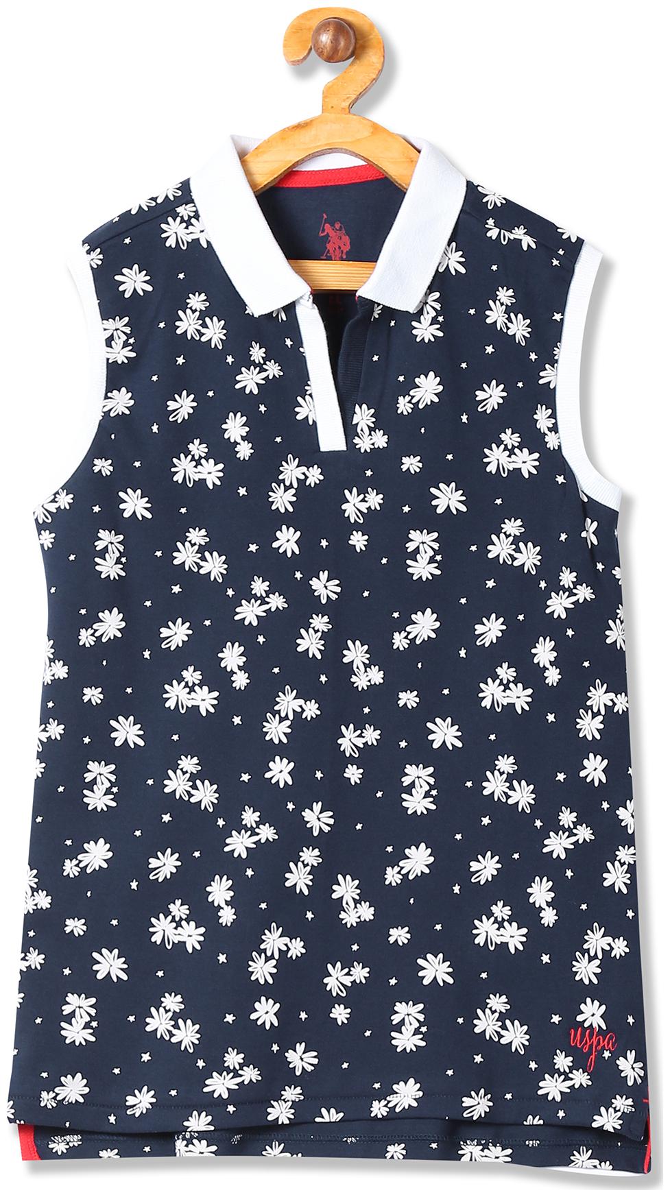 

U S Polo Assn Girl Cotton Printed T shirt - Black