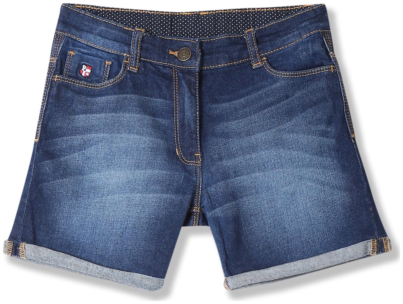 

U S Polo Assn Girl Cotton blend Acid wash Denim shorts - Blue