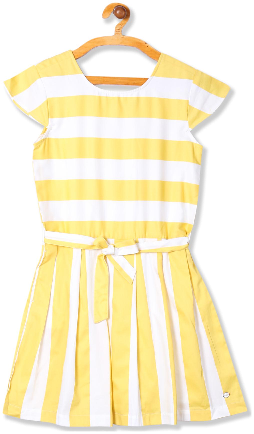

U S Polo Assn Yellow Cotton Short Sleeves Knee Length Princess Frock ( Pack of 1 )